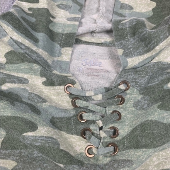 Justice Camouflaged Lace Up Detail Hooded Top - Picture 4 of 7